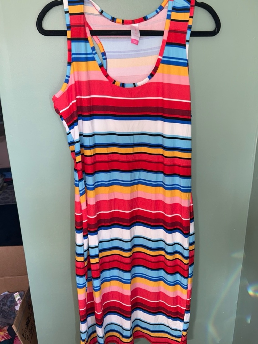 No Boundaries Multicolor Striped Tank Maxi Dress - Red, Blue, Yellow, White